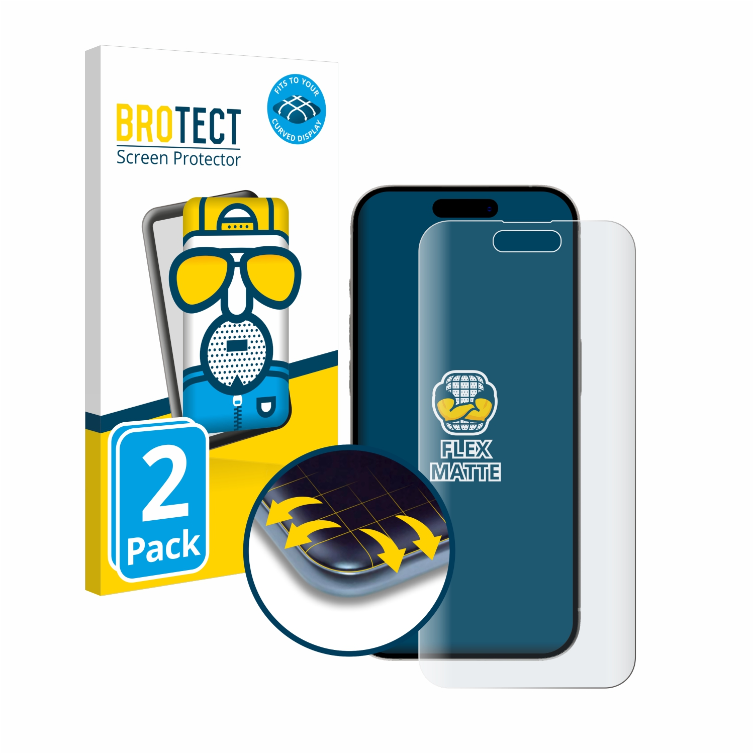 BROTECT 2x Full-Cover 15) Schutzfolie(für matt Curved 3D Flex iPhone Apple