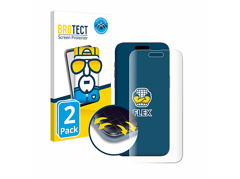 BROTECT 2x Flex Full-Cover 3D iPhone Pro Curved Apple 14 Max) Schutzfolie(für
