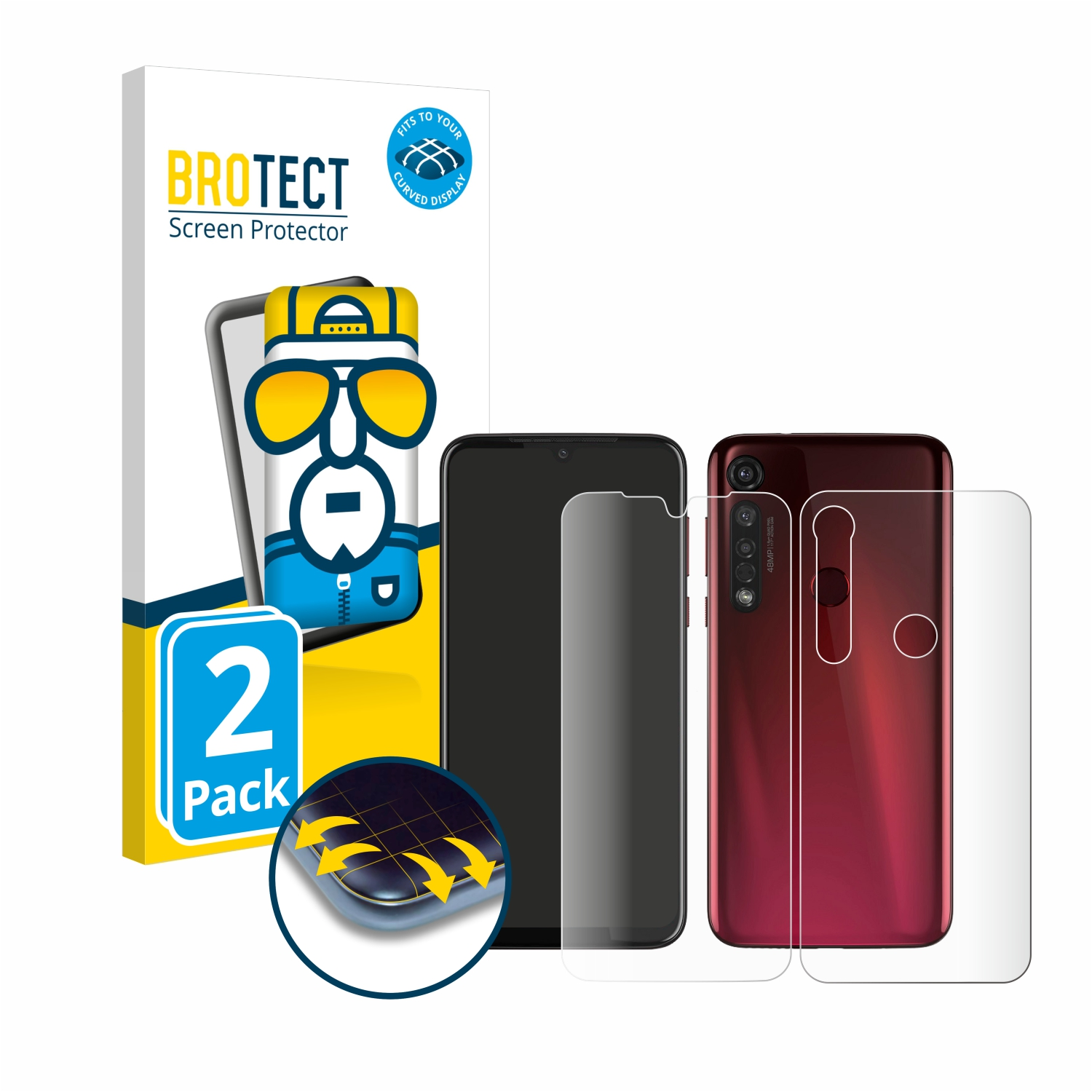 BROTECT 2x Flex Full-Cover Schutzfolie(für G8 3D (Display+Rückseite)) Curved Plus Moto Motorola