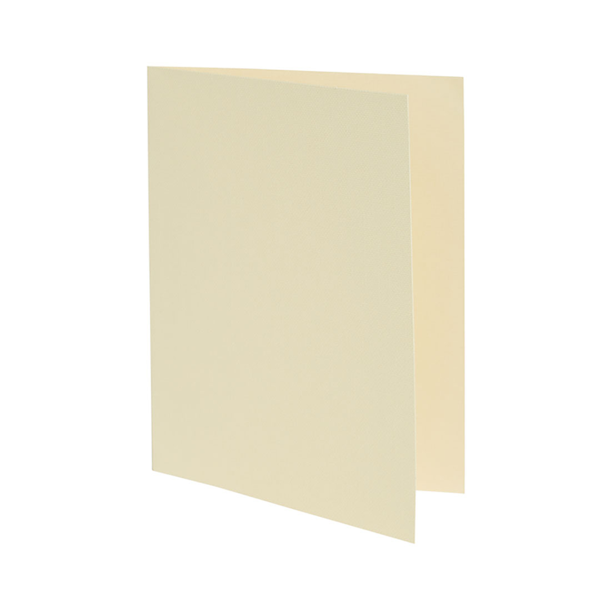 Beige, geöffnete Karte. Die Innenseite ist auch beige. Die Karte steht auf einer weißen Oberfläche.