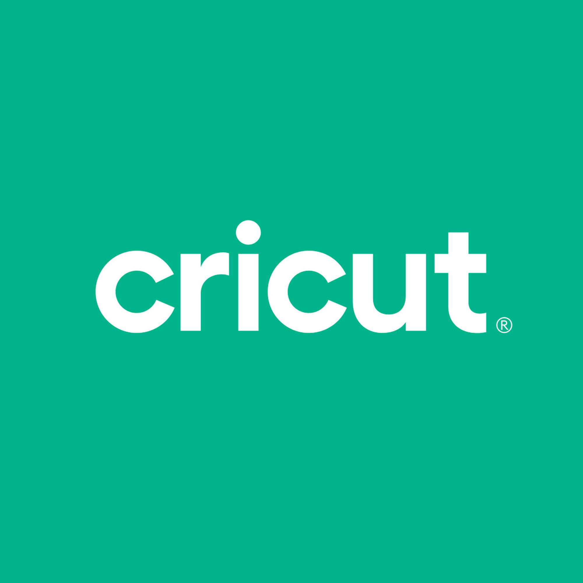 Weißes 'cricut'-Logo auf türkisfarbenem Hintergrund. Das 'r' ist ein eingetragenes Warenzeichen.