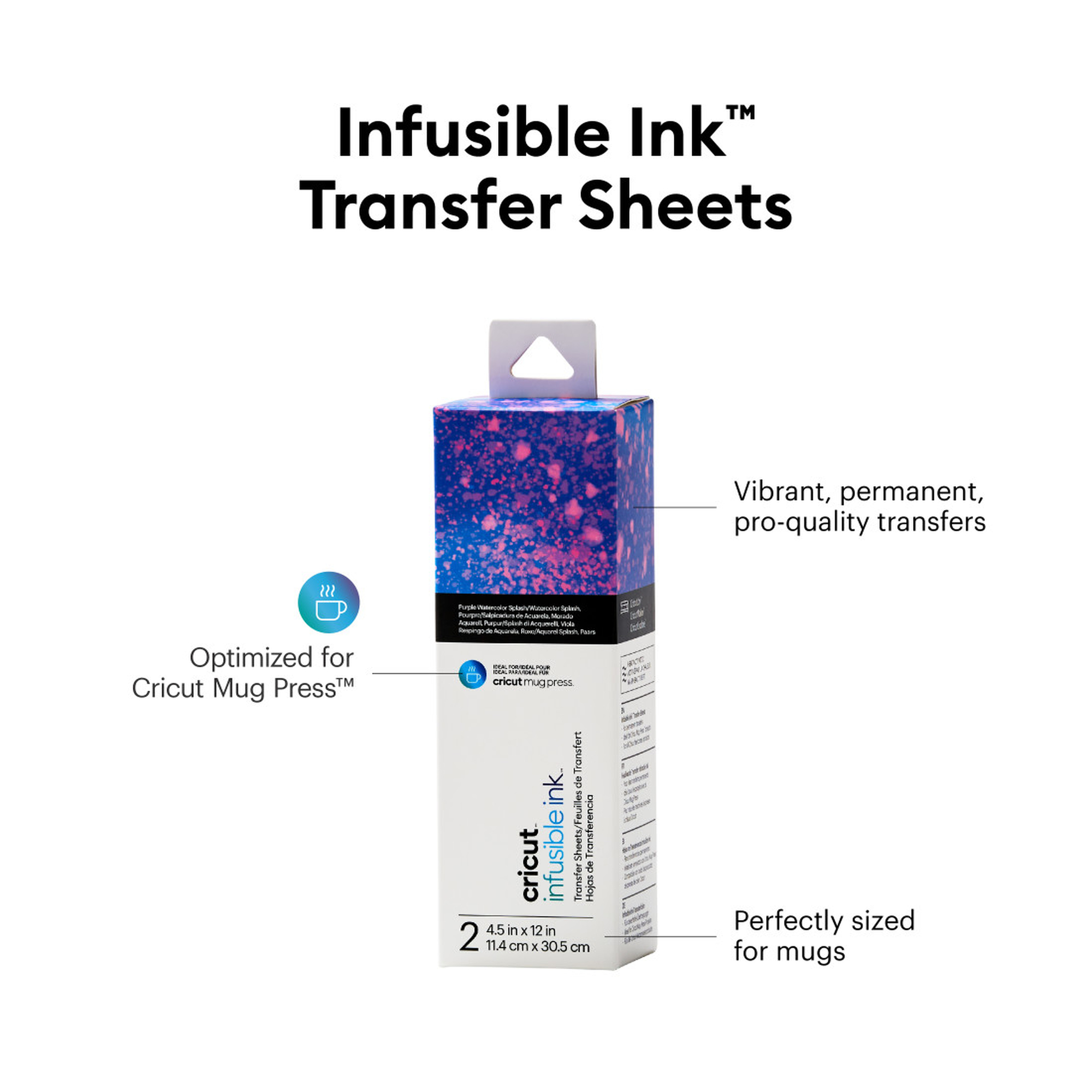 Box mit Infusible Ink Transferfolien. Text beschreibt das Produkt. Weißer Hintergrund.