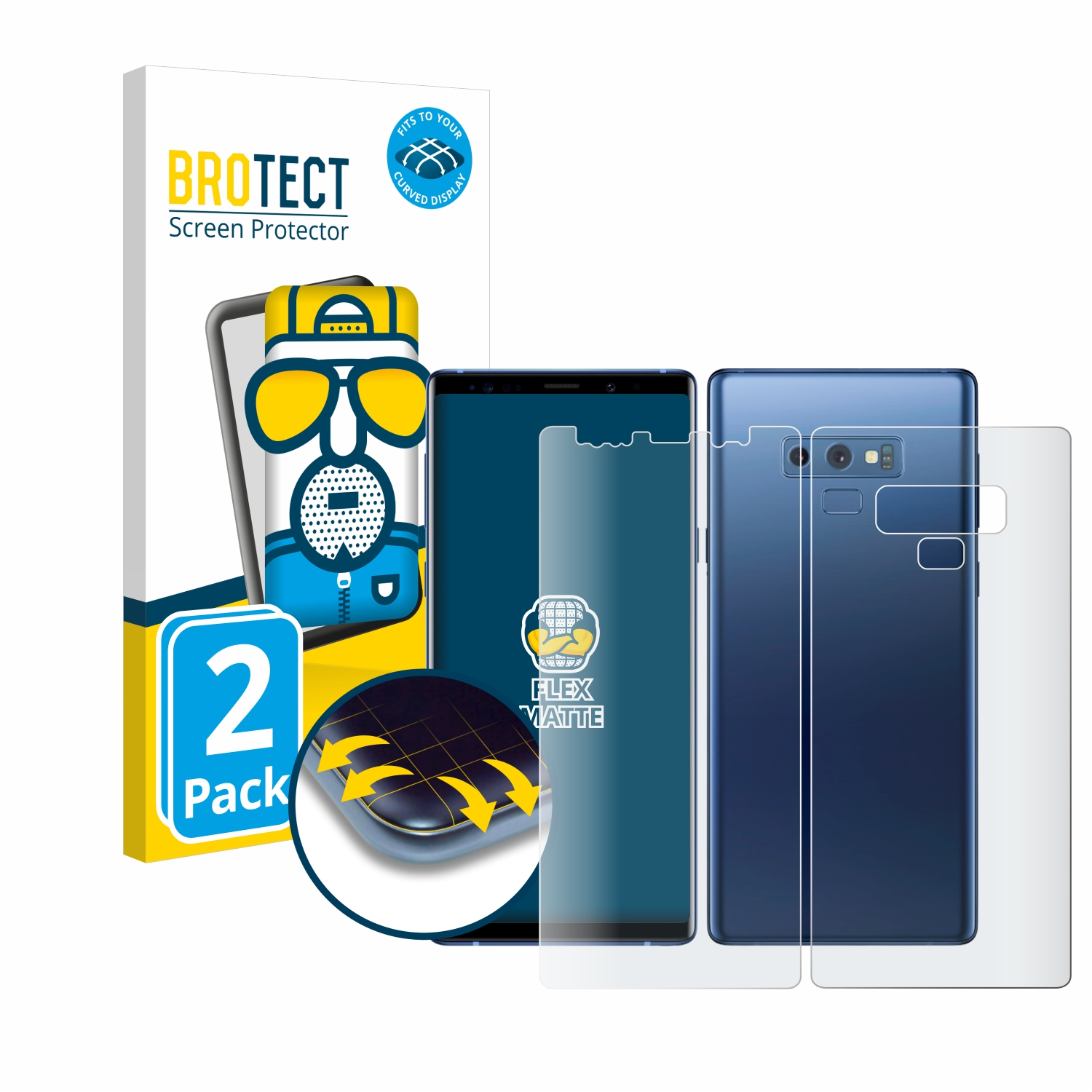 BROTECT 2x Flex Galaxy 3D 9) Curved Schutzfolie(für matt Note Full-Cover Samsung