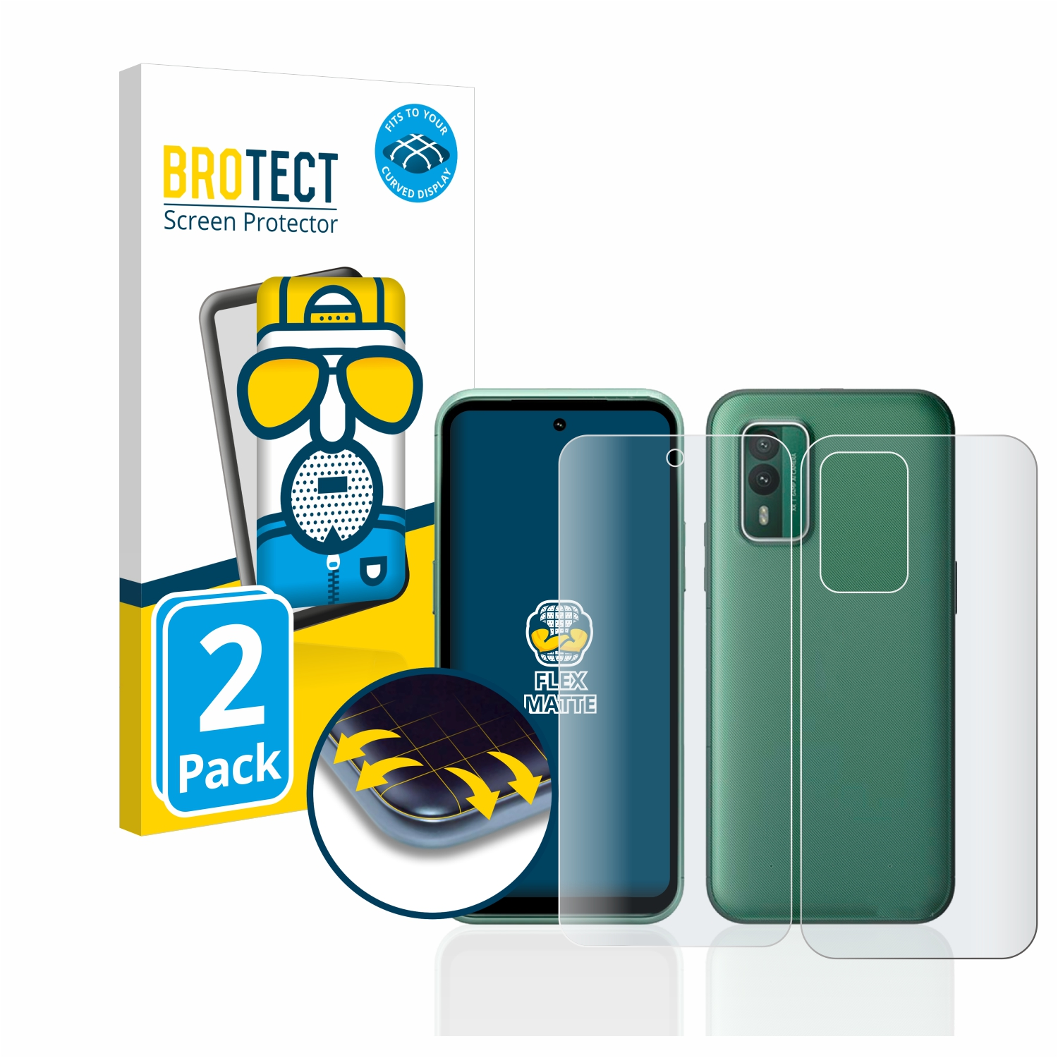 BROTECT 2x Flex Schutzfolie(für Curved 3D XR21) Full-Cover matt Nokia