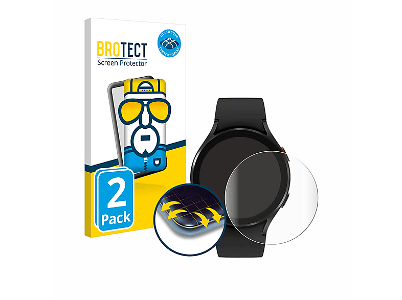 BROTECT 2x Flex Full-Cover 3D Curved Schutzfolie(für Samsung Galaxy Watch 4 (44mm))