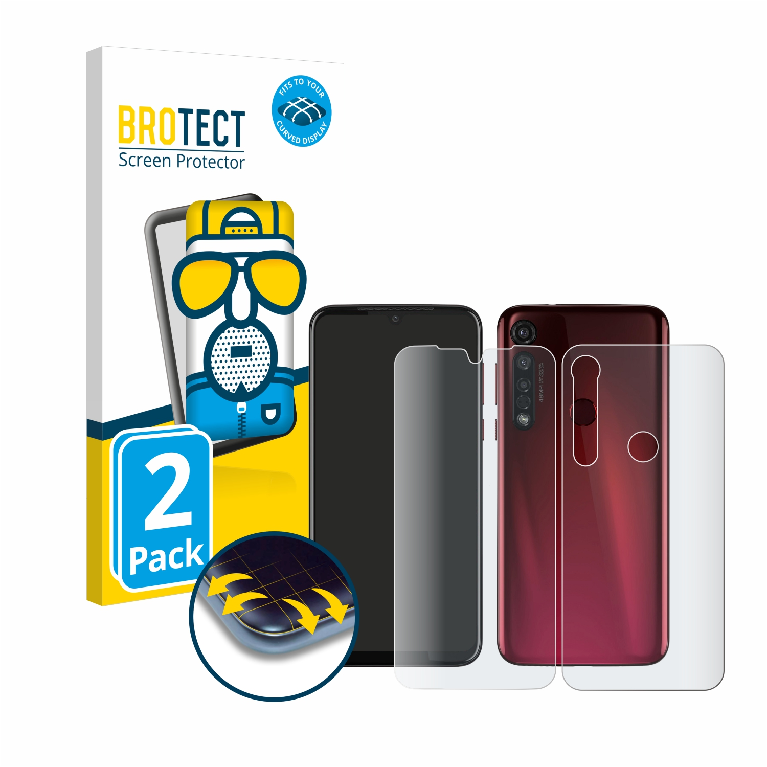 2x Full-Cover matt (Display+Rückseite)) Plus Flex 3D Moto G8 Curved Motorola Schutzfolie(für BROTECT