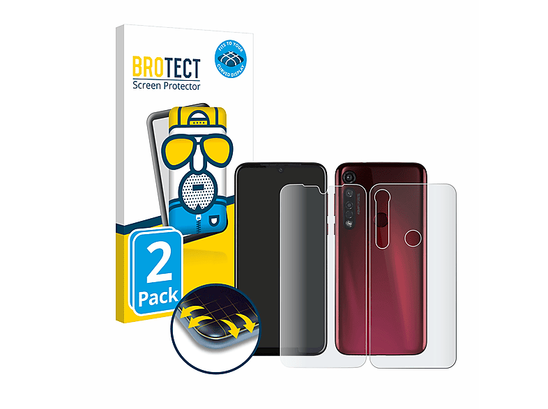 BROTECT 2x Flex Full-Cover 3D Schutzfolie(für (Display+Rückseite)) Moto Plus G8 matt Motorola Curved