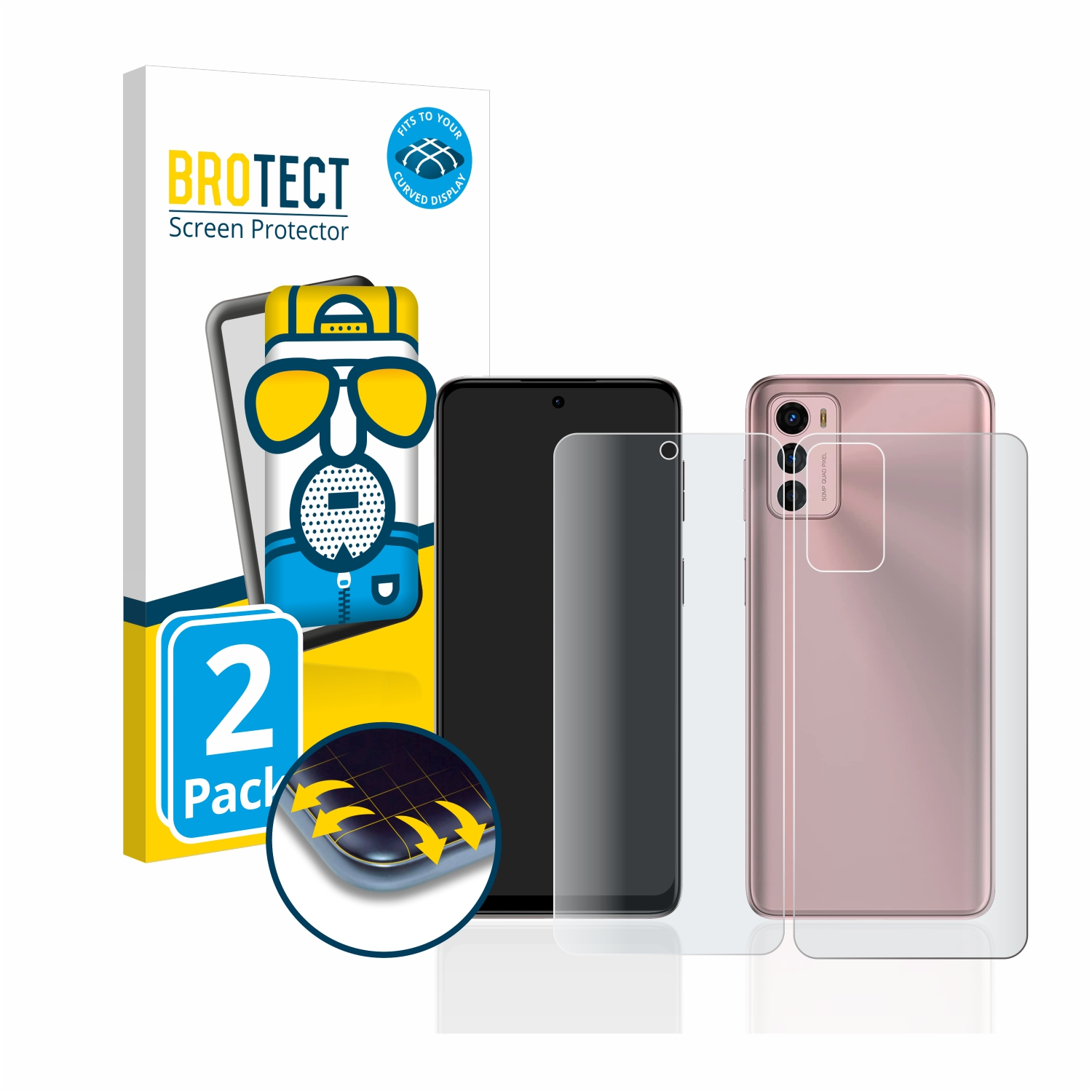 BROTECT 2x 3D Motorola matt Flex Moto G42) Schutzfolie(für Full-Cover Curved