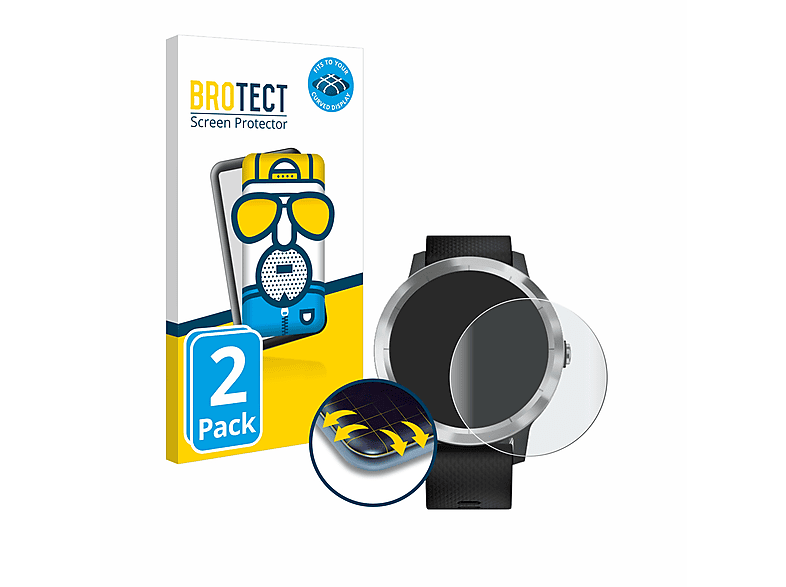 vivoactive BROTECT 3) Schutzfolie(für 2x Garmin Flex Full-Cover matt 3D Curved