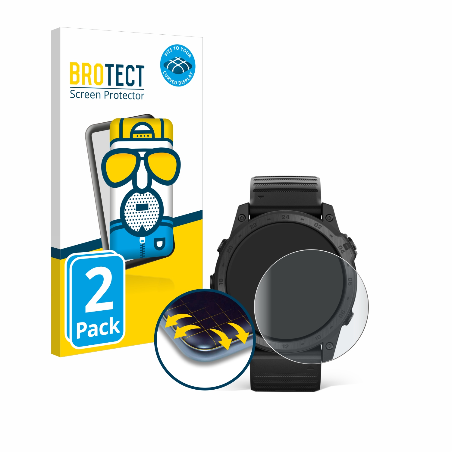 BROTECT 2x Flex matt Tactix Garmin 3D Full-Cover Schutzfolie(für Pro) Curved 7
