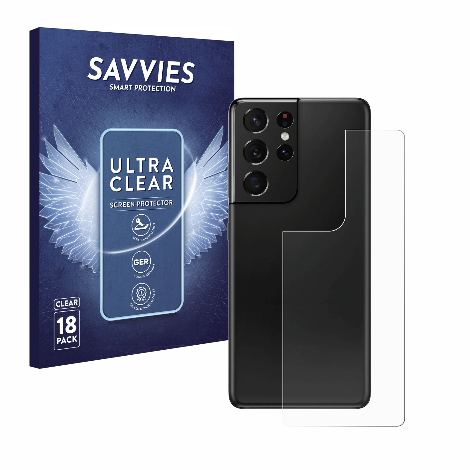 5G) Galaxy Samsung Ultra S21 klare Schutzfolie(für 18x SAVVIES