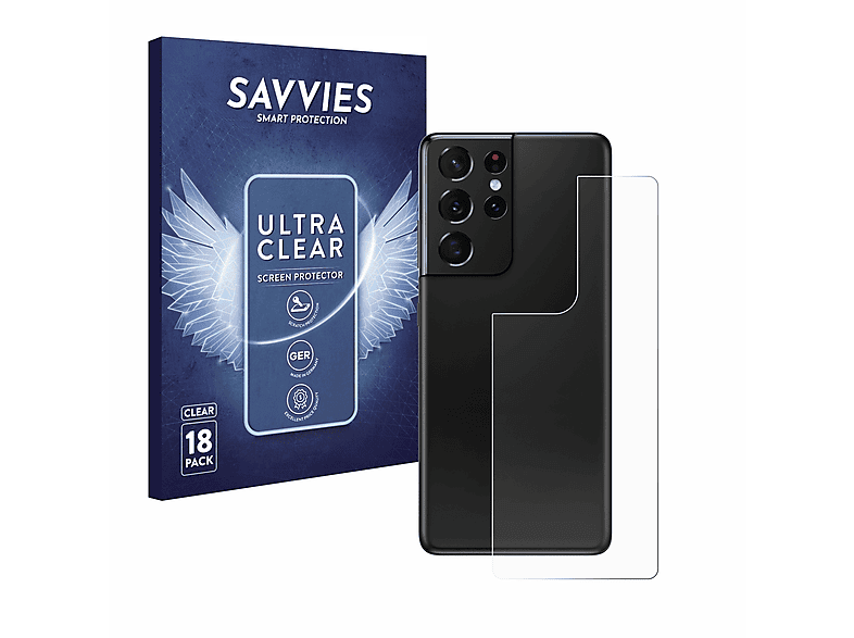 SAVVIES 18x klare Schutzfolie(für Samsung Galaxy S21 Ultra 5G) | Displayschutzfolien & Gläser
