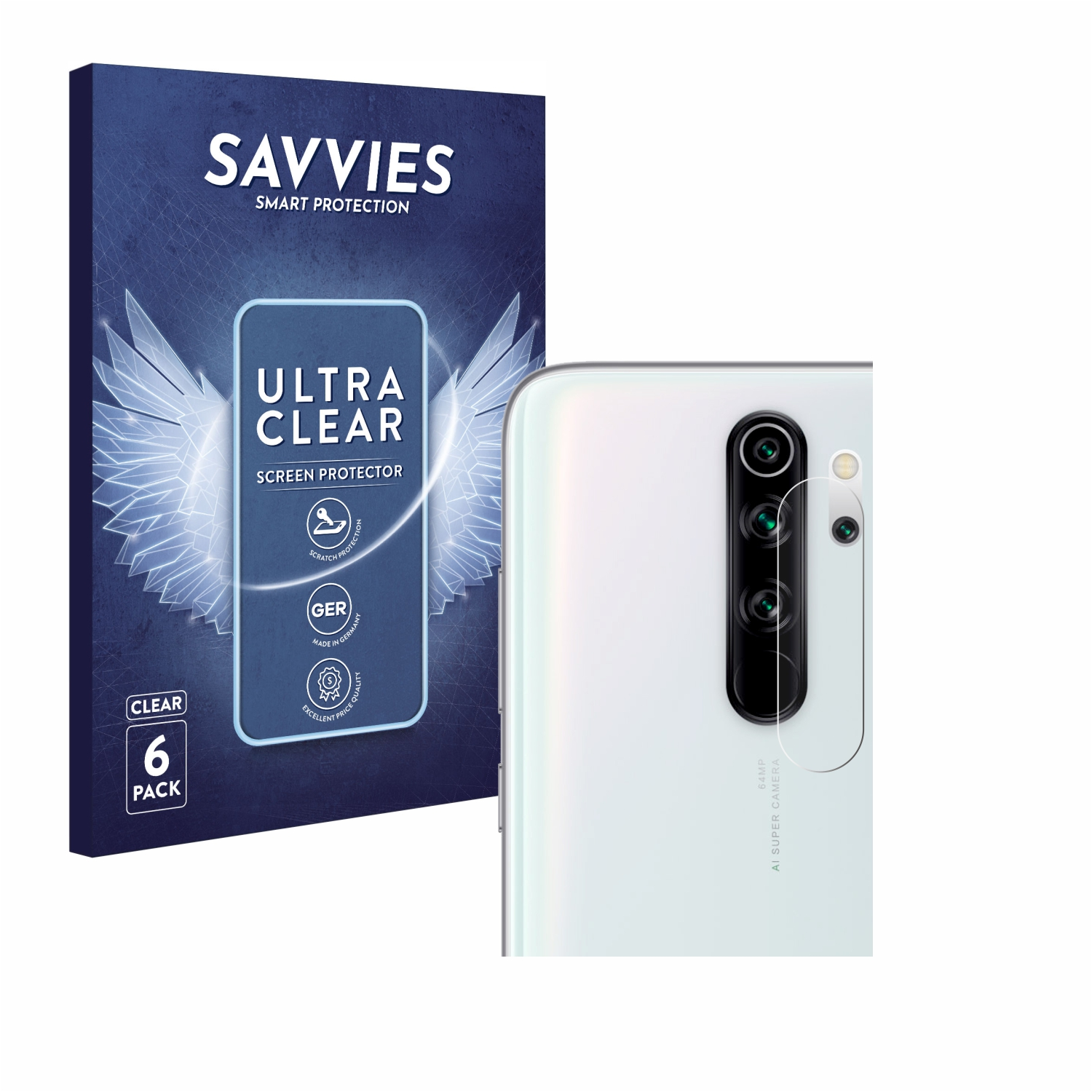 SAVVIES 6x klare Note Redmi 8 Schutzfolie(für Xiaomi Pro)
