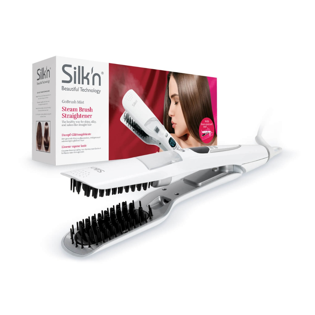 SILK\'N GoBrush Mist - Stylingbürste Haar für gesundes Warmluftbürste und mit glattes Dampf