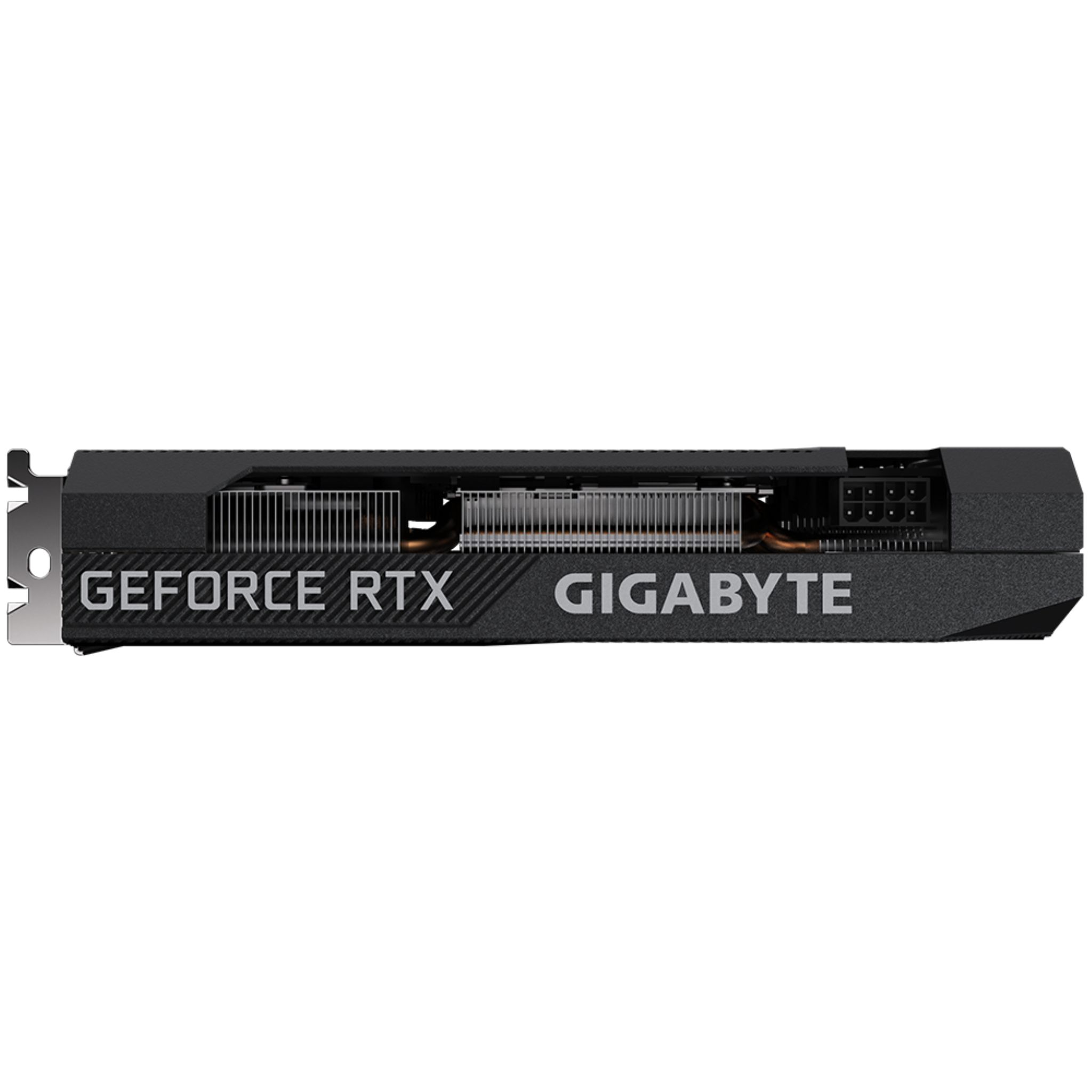 Eine schwarze Grafikkarte mit dem Text 'GEFORCE RTX GIGABYTE'.