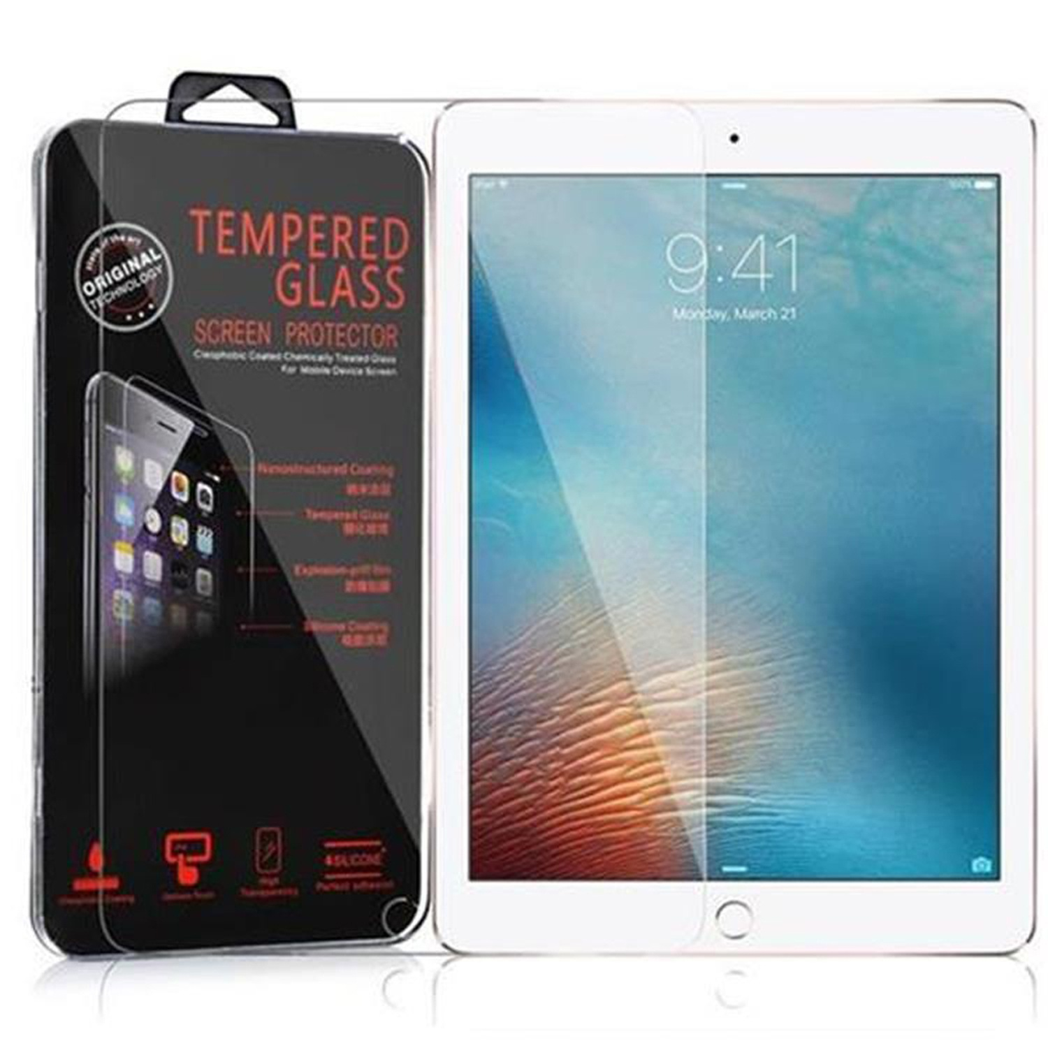 CADORABO Tempered Apple Display Folie 2017 Schutz Folie(für Zoll)) iPad PRO 2018 Display (9,7 Schutz Tablet
