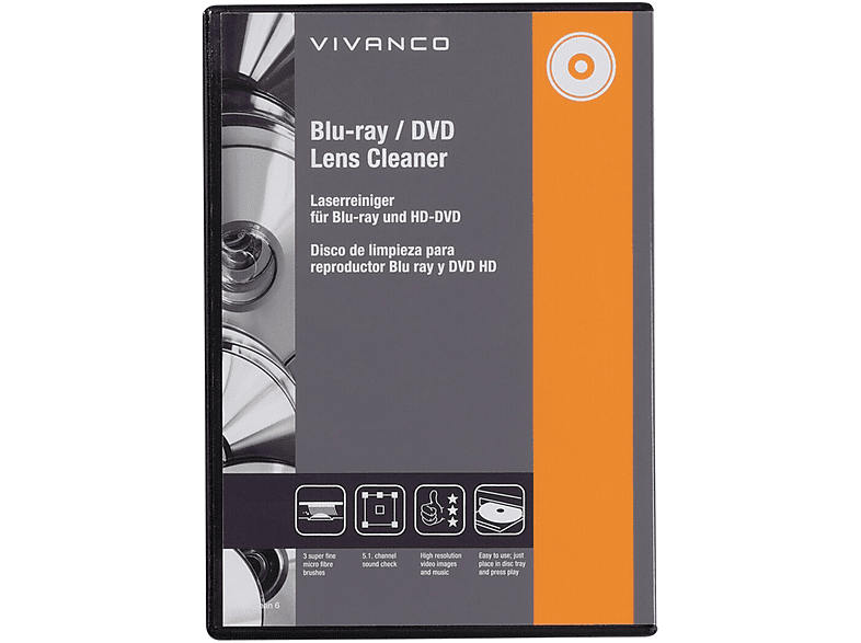VIVANCO 39760 Laserreiniger für Blu-ray und HD-DVD, Schwarz