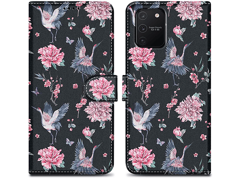 CADORABO Book Hülle im Galaxy & Samsung, 9 No. Kranich A91 LITE Bookcover, Design, S10 M80s, / / Blumen Print