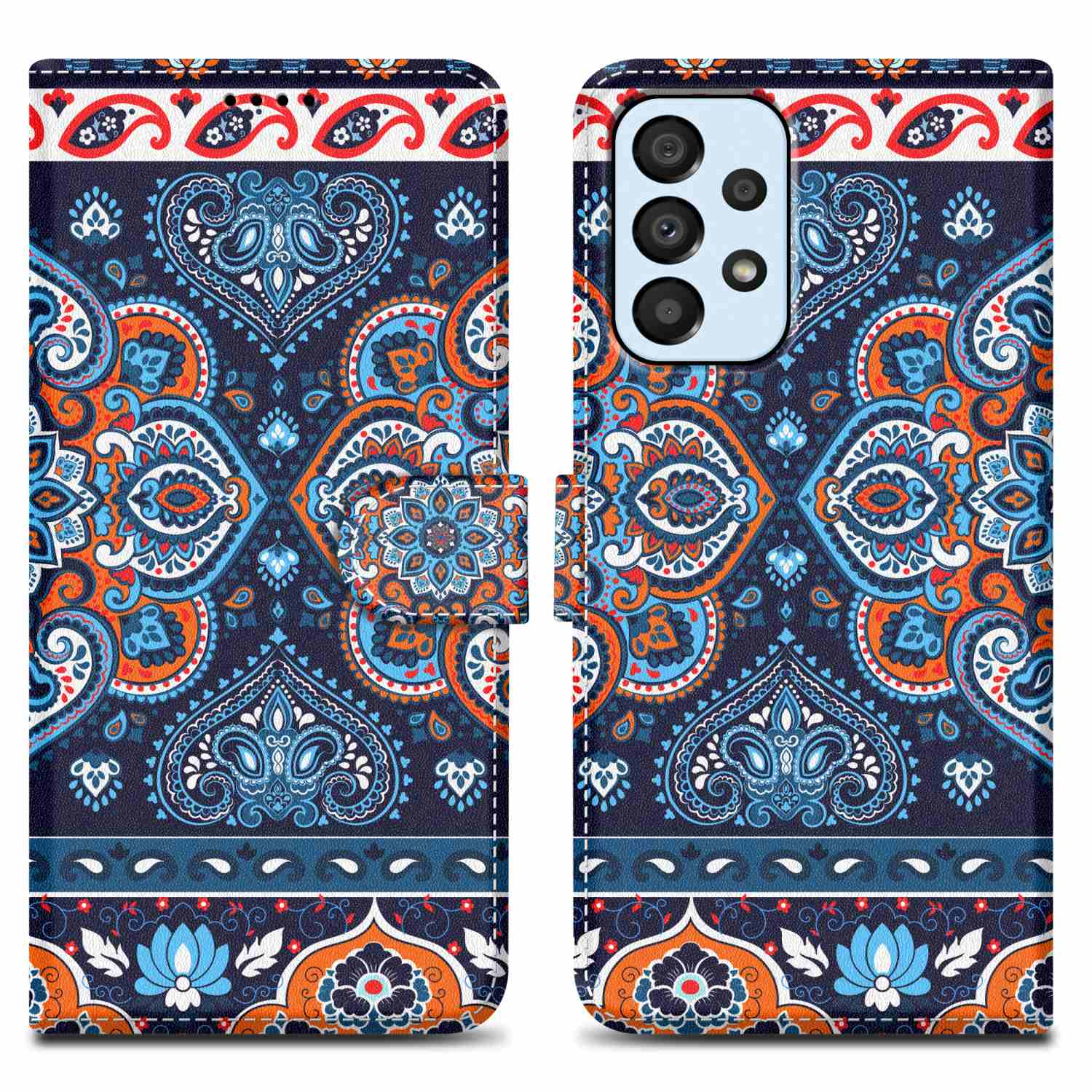 Print 5G, CADORABO A33 Design, Blaues Bookcover, Galaxy im No. Mandala Samsung, Book Hülle 1