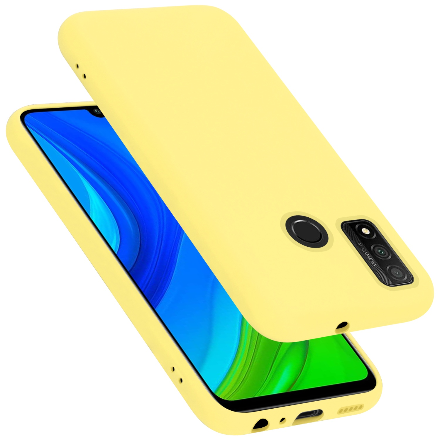 SMART LIQUID Huawei, Style, CADORABO Silicone Backcover, Liquid 2020, P Case GELB Hülle im