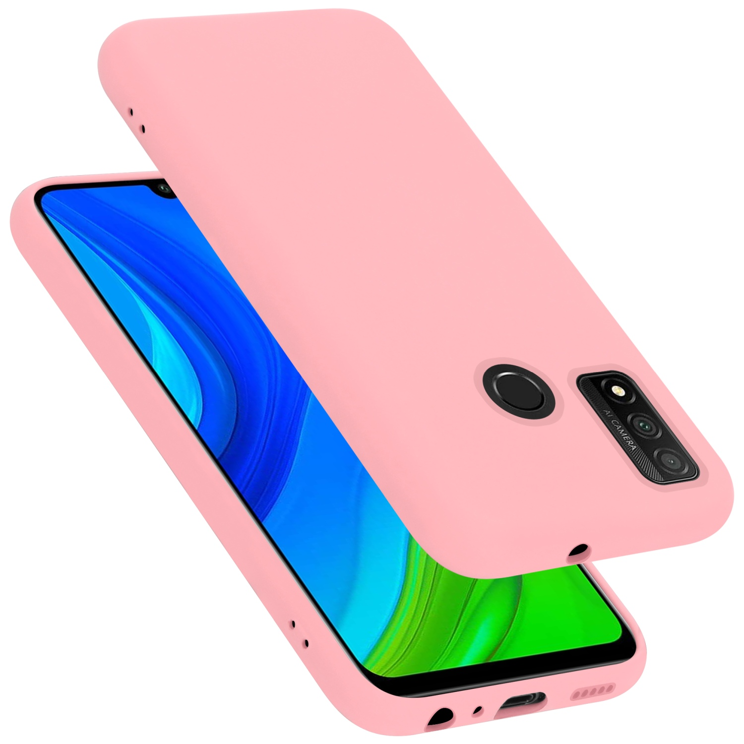 Rosa Handyhülle mit Telefon. Die Hülle ist leicht geöffnet.