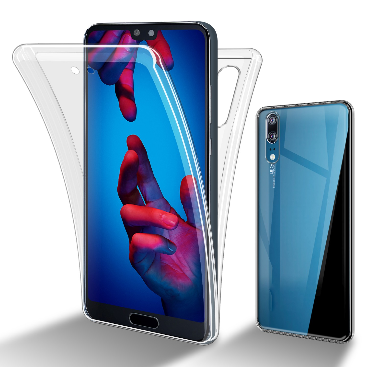 Huawei, P20, 360 Grad Hülle, CADORABO TPU Case Backcover, TRANSPARENT