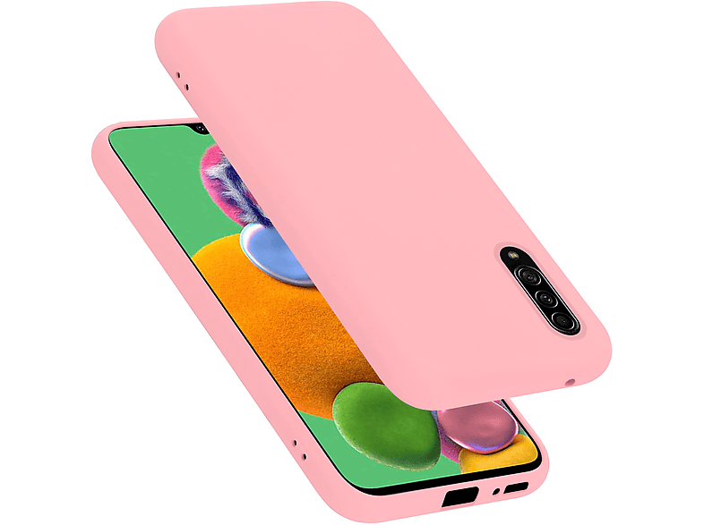 Samsung, Hülle Liquid Silicone PINK CADORABO 5G, Case LIQUID Galaxy im Style, Backcover, A90