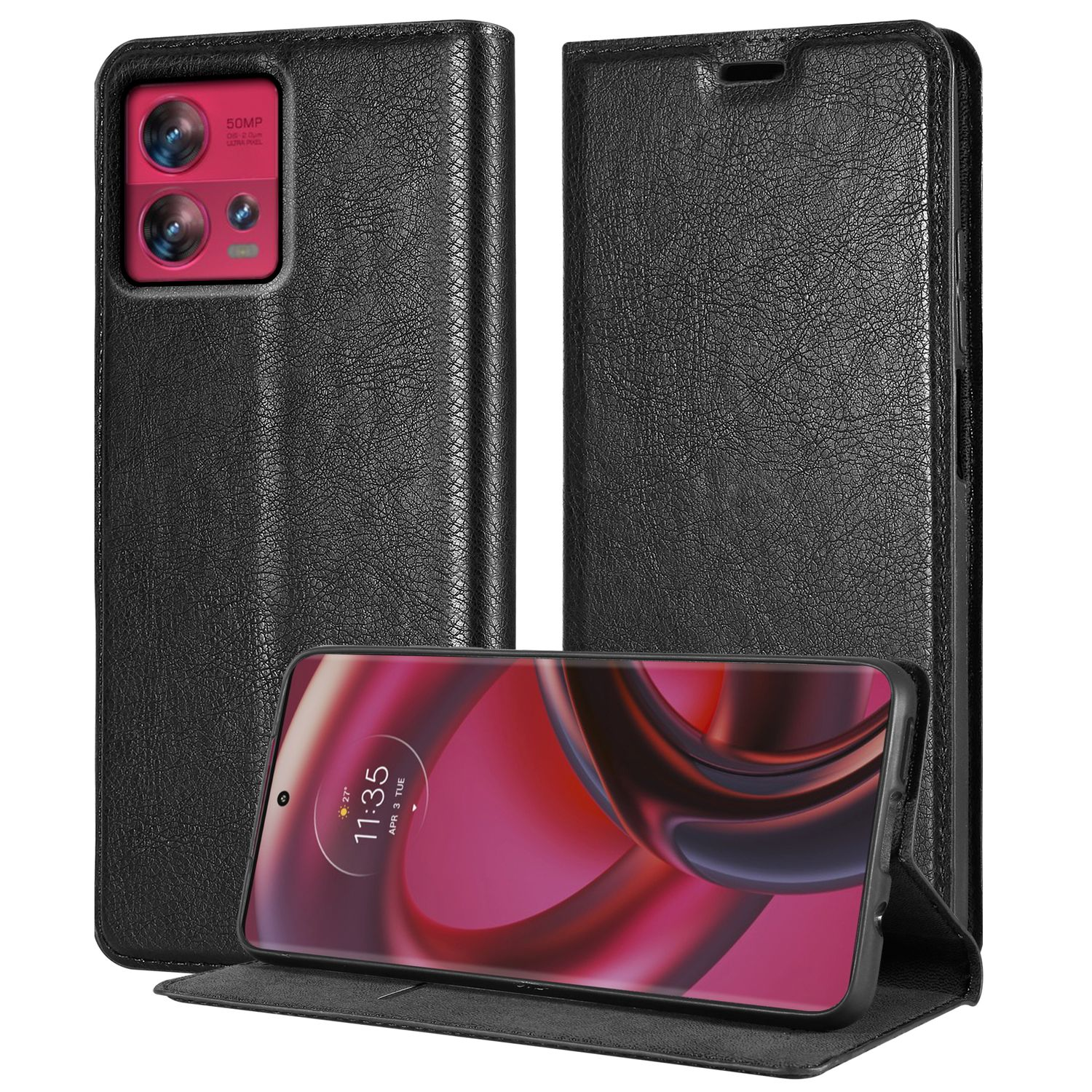 Suncase Borsa Vera Pelle Custodia Slim-Edition Compatibile Con Nokia G22 Custodia (Con Rückzugsfunktion E Chiusura Magnetica) IN Nero