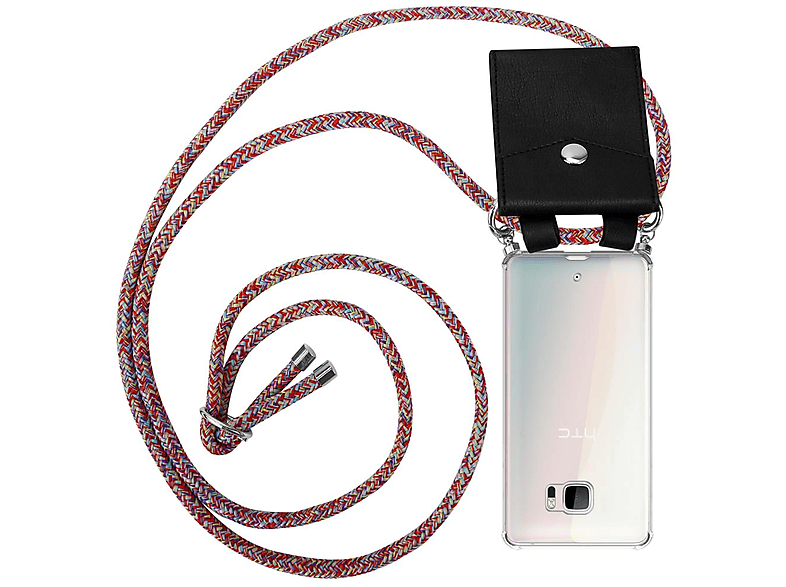 CADORABO Handy Kette mit Silber Ringen, Kordel Band und abnehmbarer Hülle, Backcover, HTC, U ULTRA, COLORFUL PARROT | Handyketten
