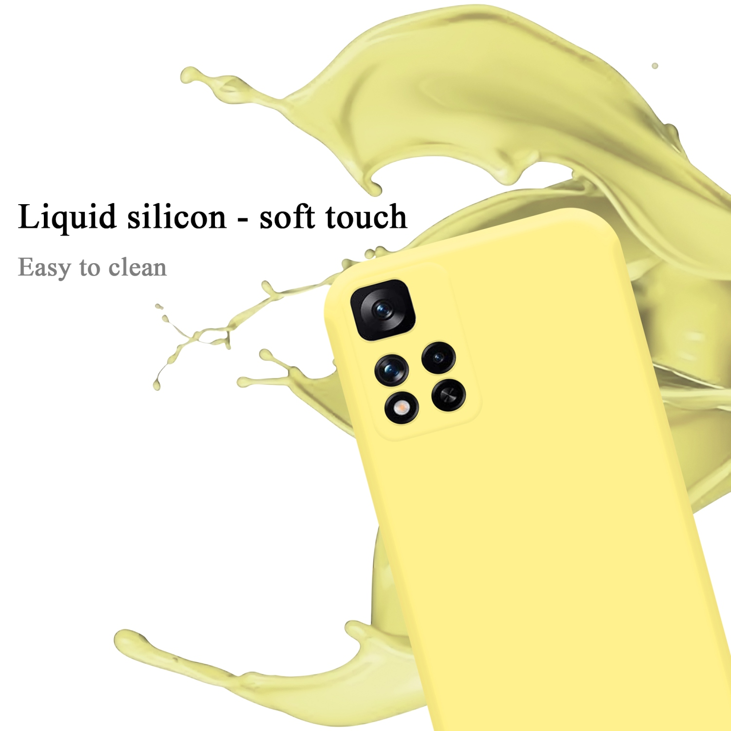 CADORABO Hülle Xiaomi, Case PRO+, im Backcover, NOTE Style, Silicone GELB RedMi 11 Liquid LIQUID