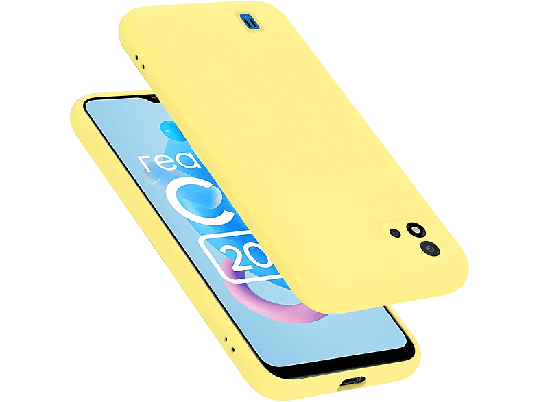 CADORABO Hülle im Liquid Silicone Style, LIQUID Case Backcover, Realme, 2021, GELB C11