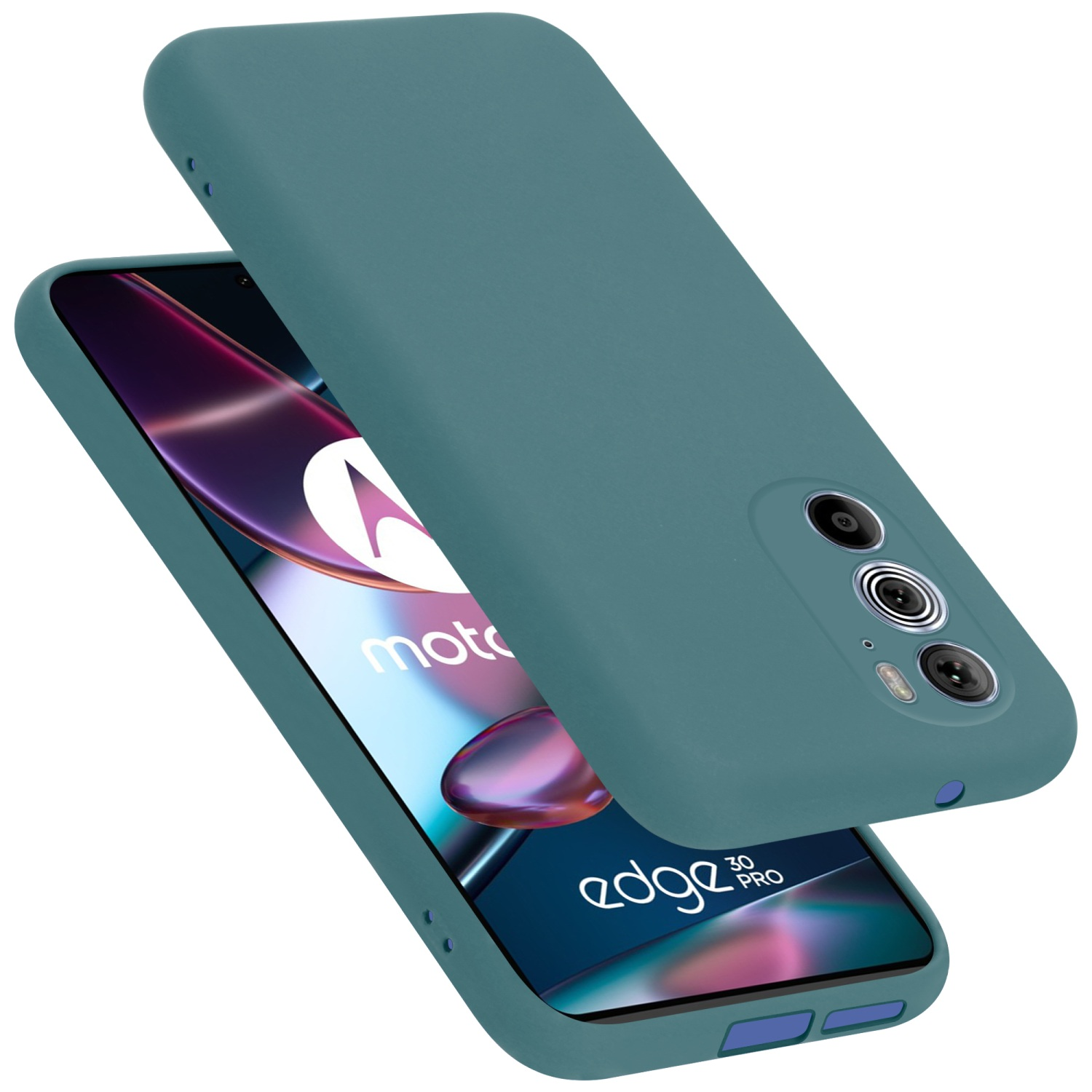 CADORABO Hülle im Liquid / EDGE+, LIQUID EDGE Silicone Backcover, GRÜN Style, 30 PRO Case Motorola