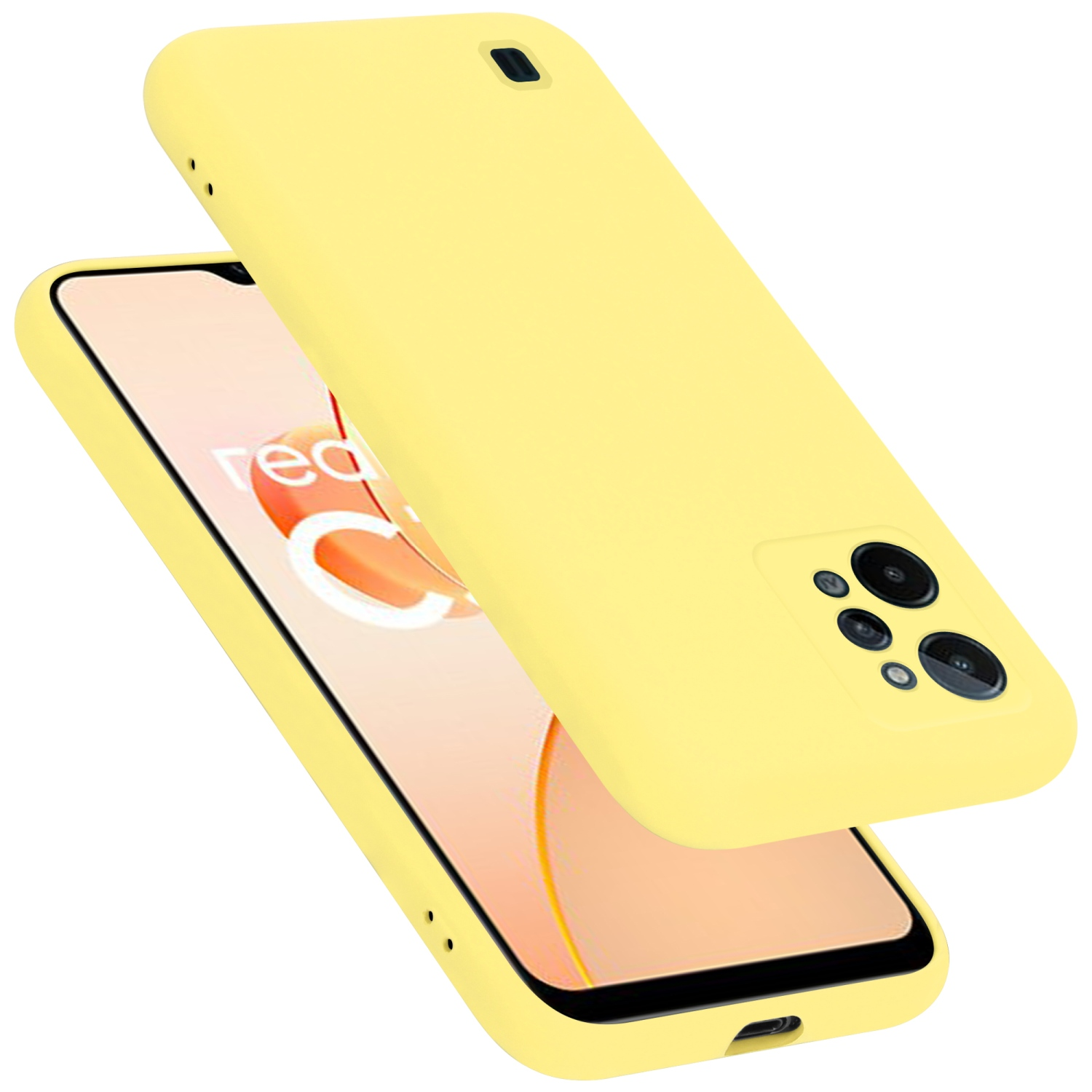 CADORABO Hülle im Liquid Silicone Case Backcover, GELB LIQUID Style, C31, Realme