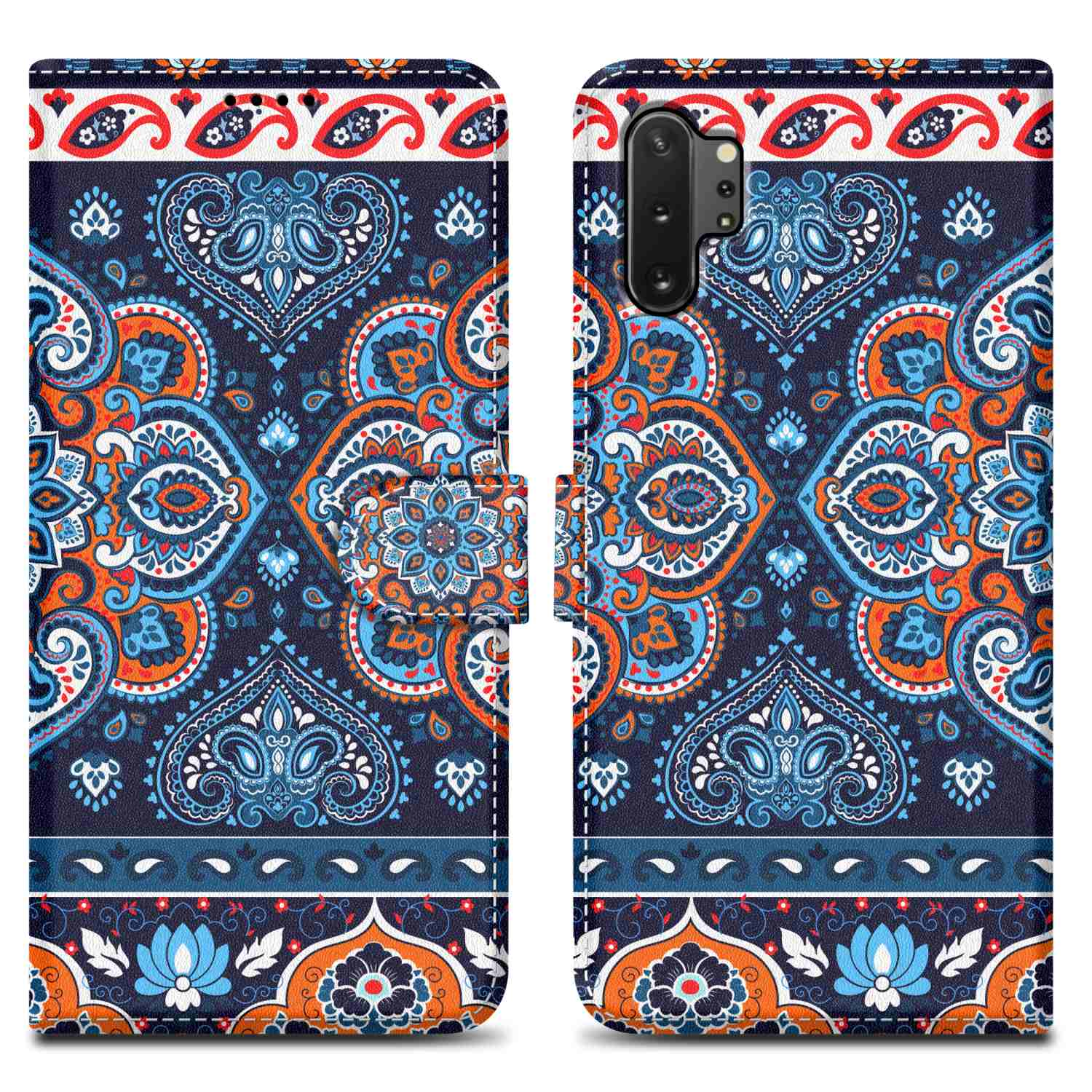 Galaxy 10 Hülle PLUS, Mandala 1 No. Samsung, CADORABO Print Bookcover, Design, Blaues NOTE im Book