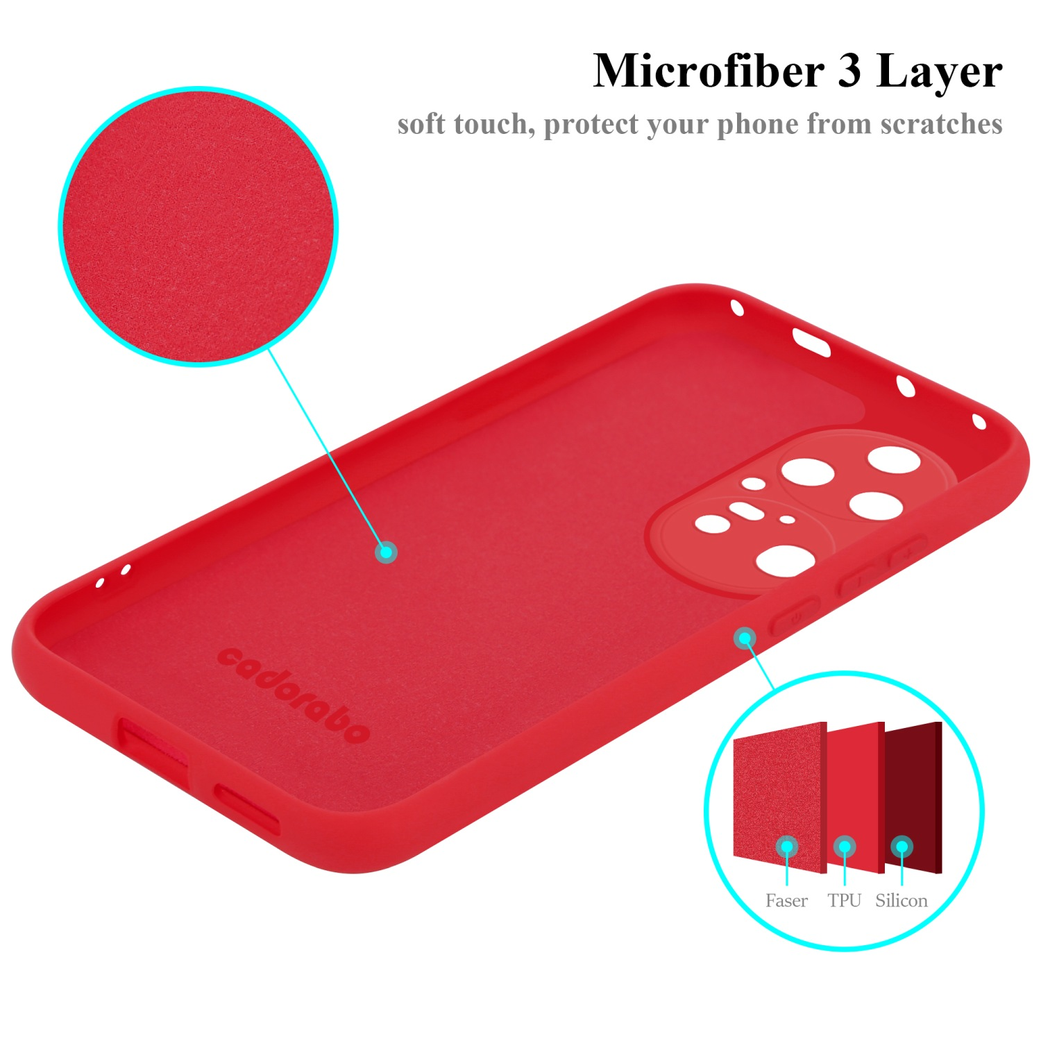 Huawei, P50 Liquid Style, Case im ROT PRO, Hülle LIQUID Silicone CADORABO Backcover,