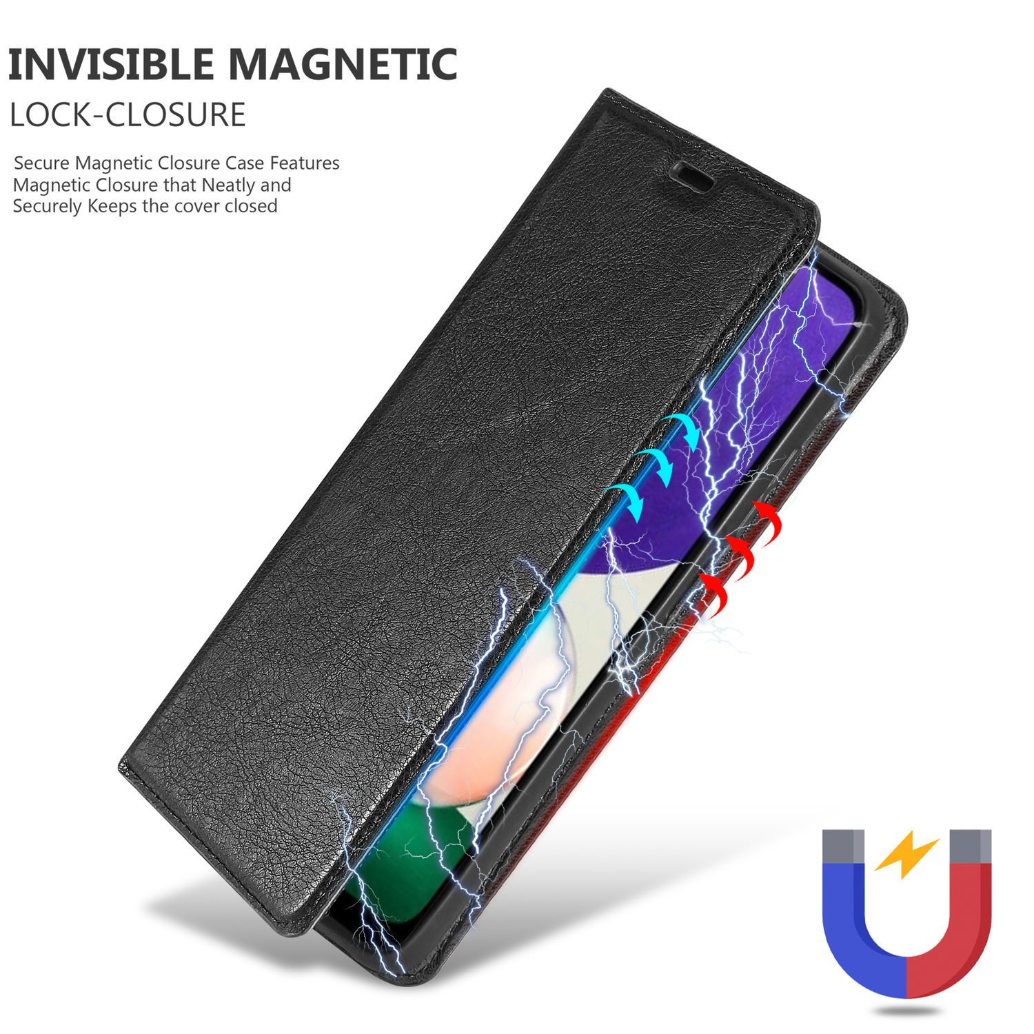 CADORABO Book Magnet, Galaxy Invisible 5G, NACHT Hülle Bookcover, SCHWARZ A22 Samsung