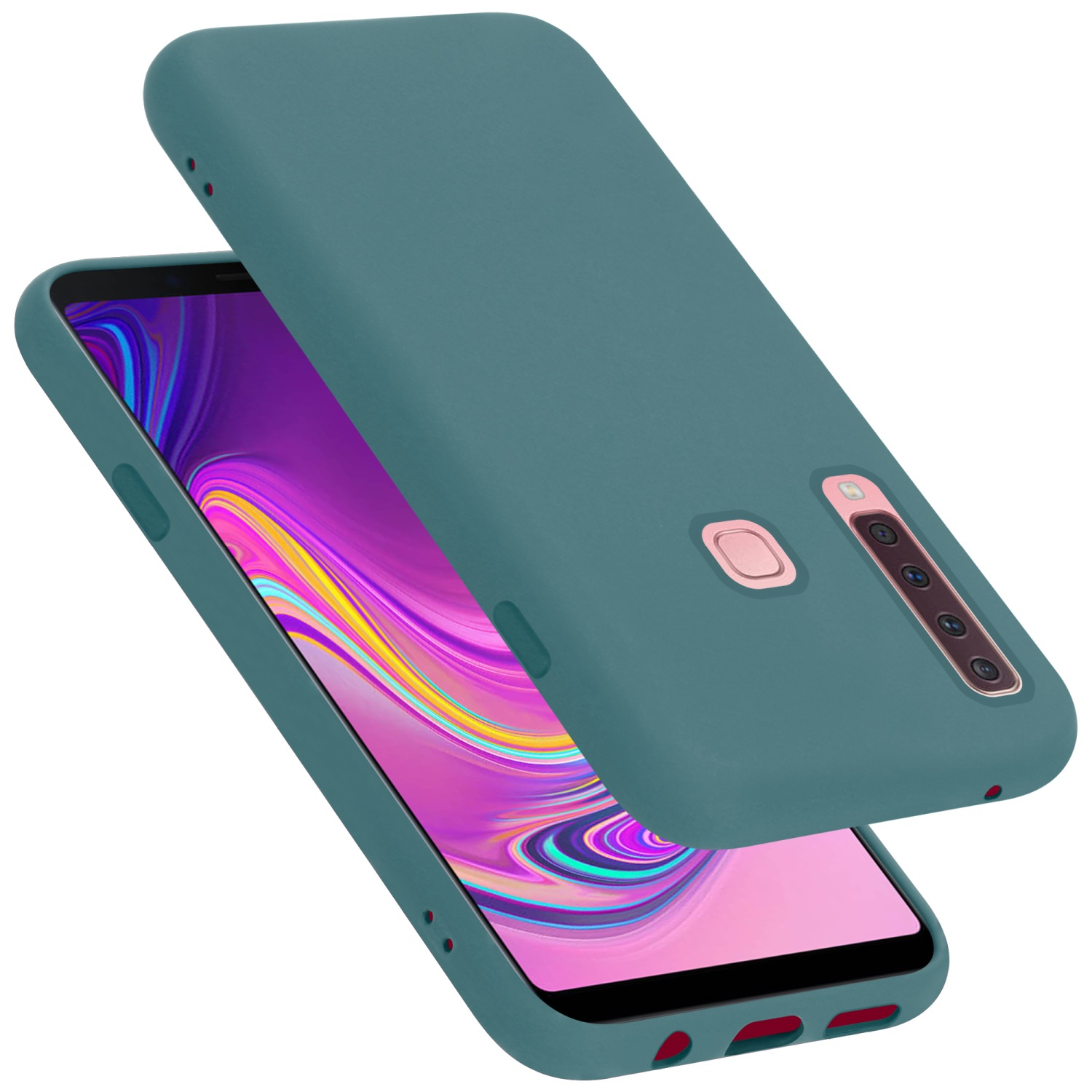 Galaxy Silicone 2018, Liquid Case Hülle Samsung, A9 Style, LIQUID im GRÜN CADORABO Backcover,