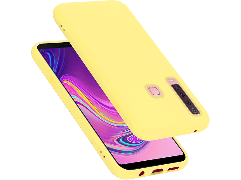 CADORABO Hülle im Liquid Silicone Case Samsung, Backcover, GELB 2018, Galaxy A9 LIQUID Style