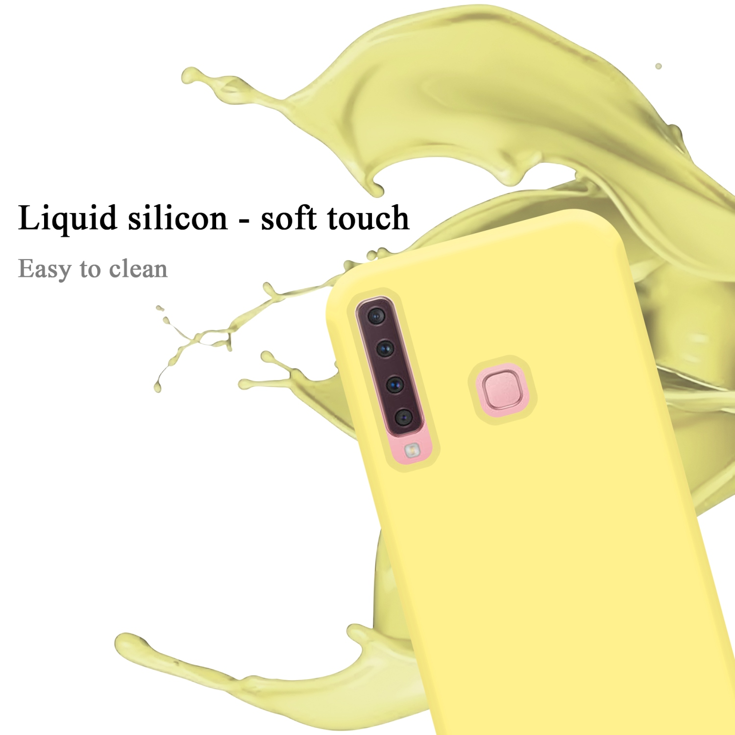 CADORABO Hülle im Liquid Backcover, Silicone Galaxy GELB Style, Samsung, 2018, Case A9 LIQUID