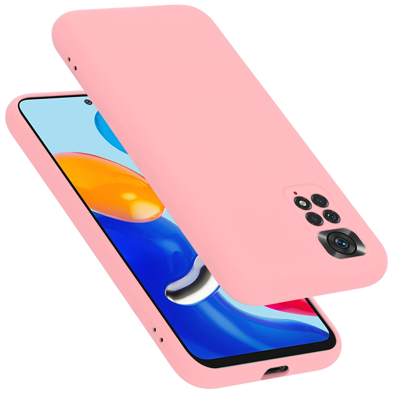 Rosa Handyhülle mit rosa Telefon. Die Handyhülle ist geöffnet.