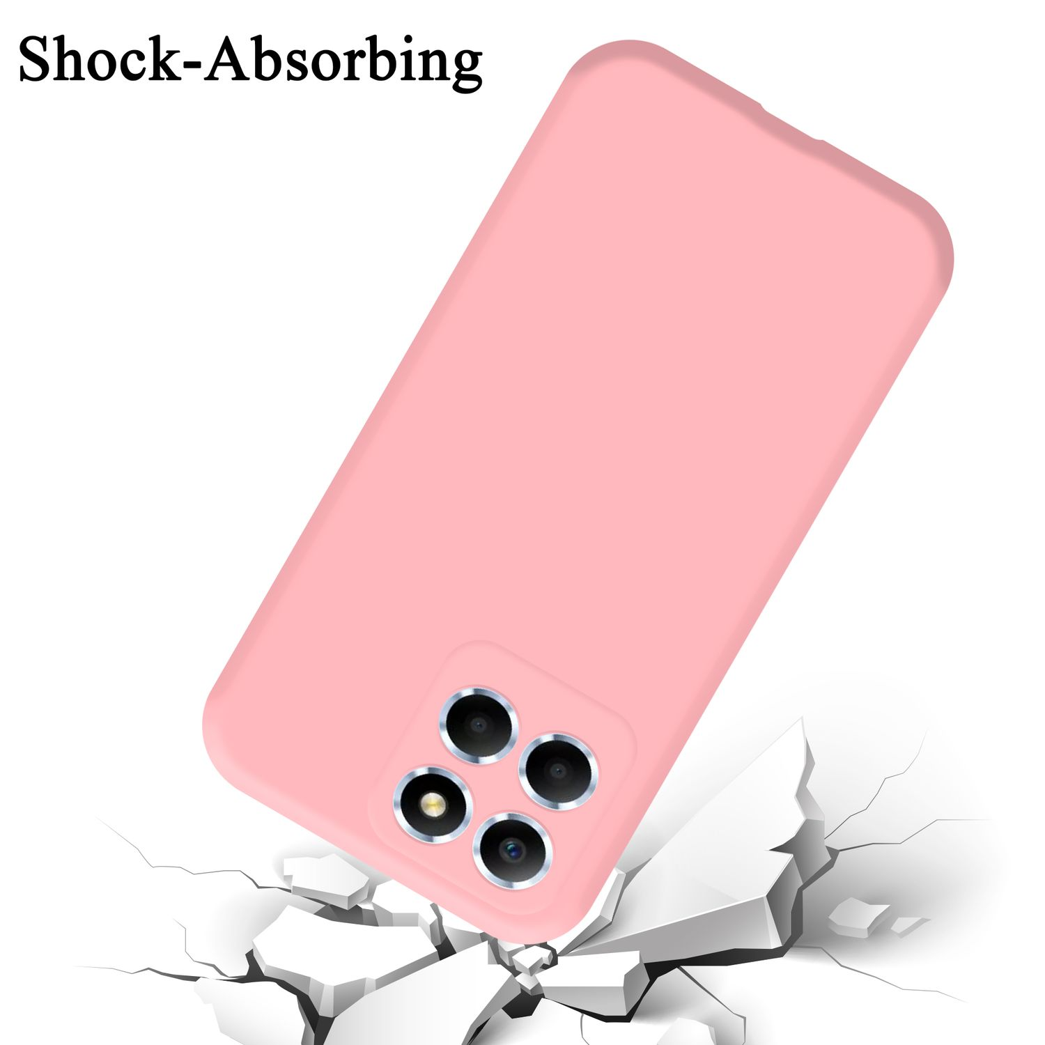 Case Honor, 5G, Liquid Style, CADORABO X8 Hülle Backcover, LIQUID Silicone im PINK