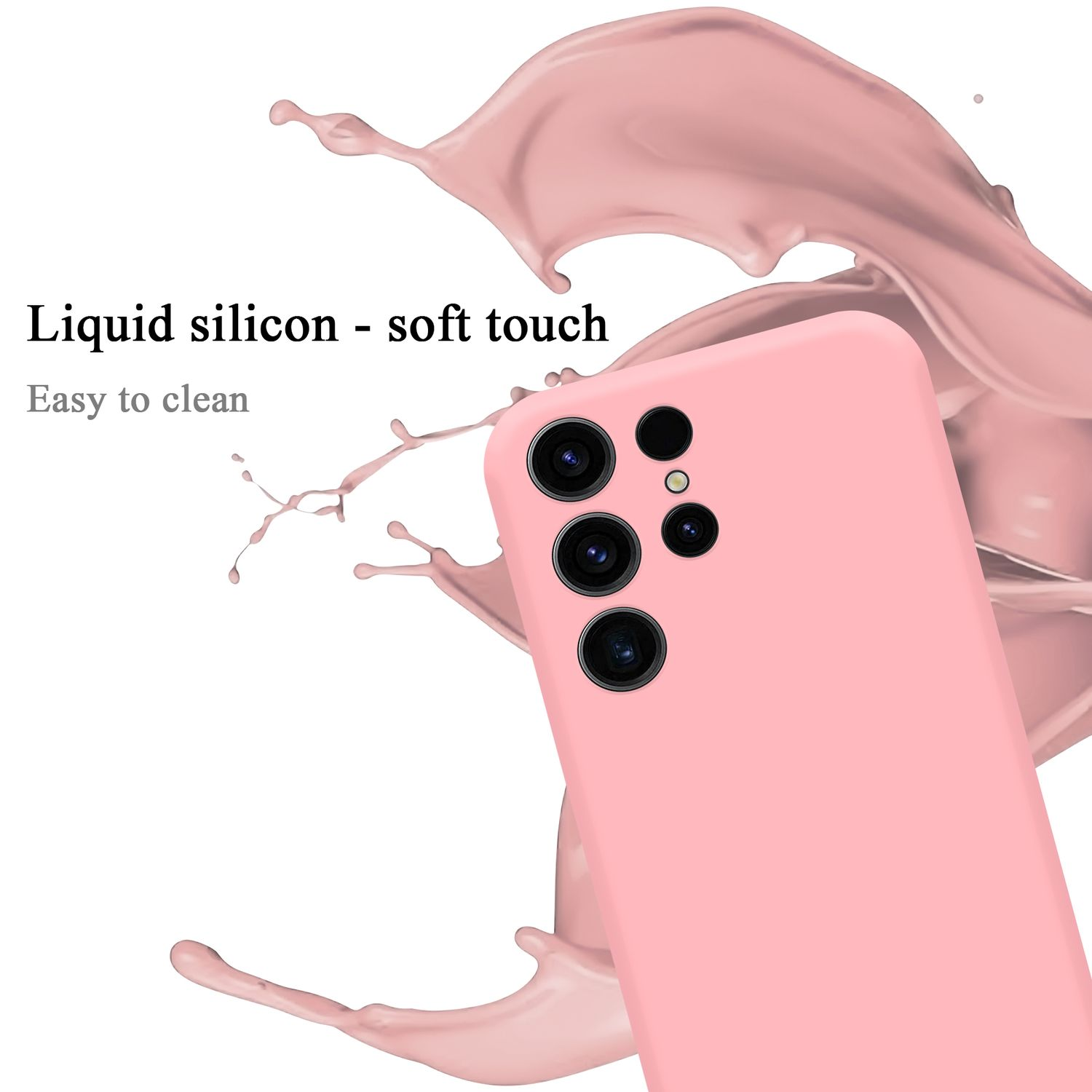 S23 Silicone Hülle im CADORABO PINK Liquid Style, LIQUID Backcover, Case Galaxy Samsung, ULTRA,
