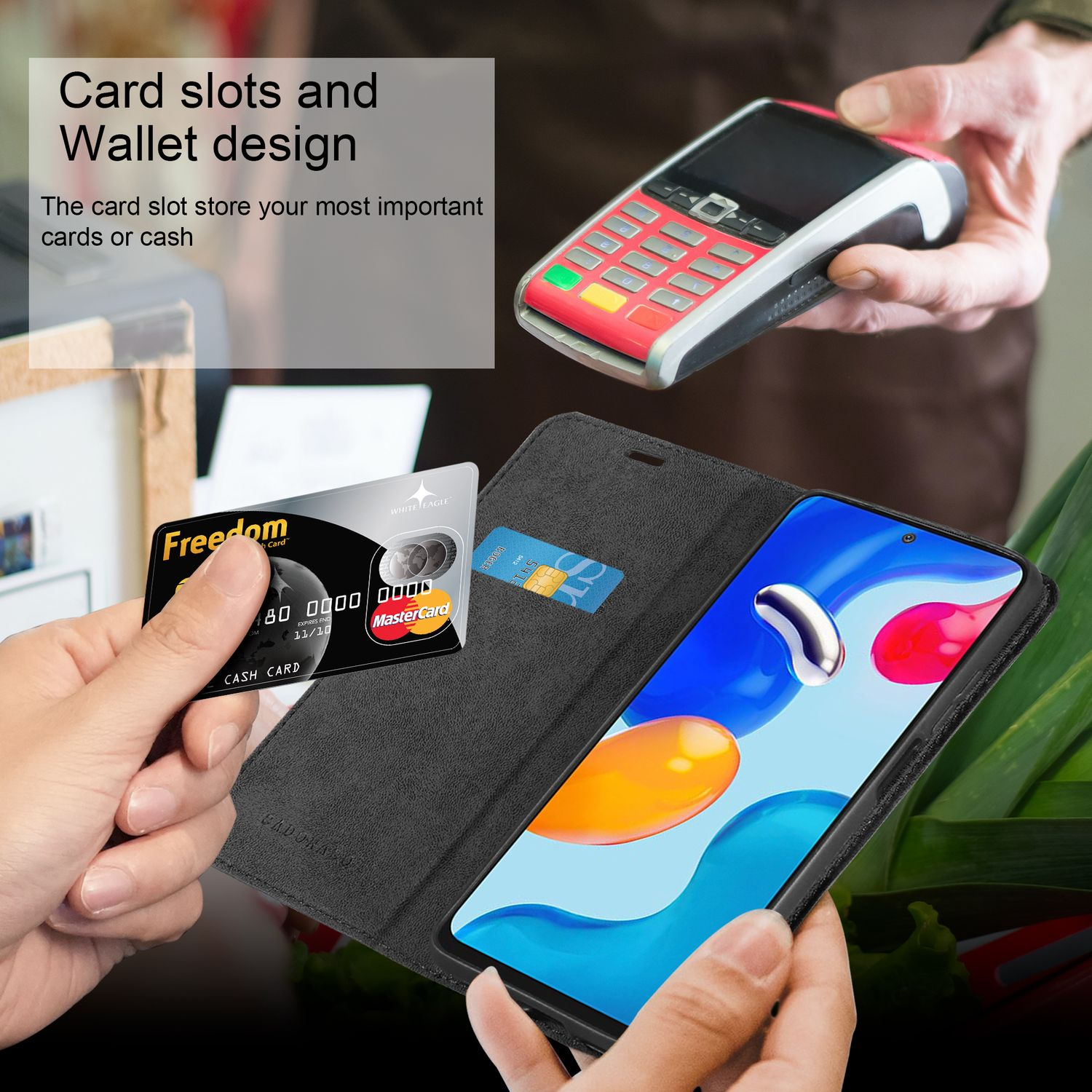 BOCTECH Cover Per Xiaomi Redmi A3, Custodia A Libro Portafoglio In Pelle PU E Silione Morbido Con Porta Carte, Magnetica E Supporto Flip Case Antiurto - Foto 9