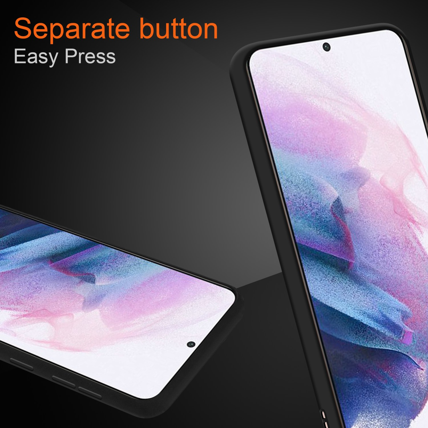 Due telefoni uno accanto all'altro. Testo: Pulsante separato Easy Press.