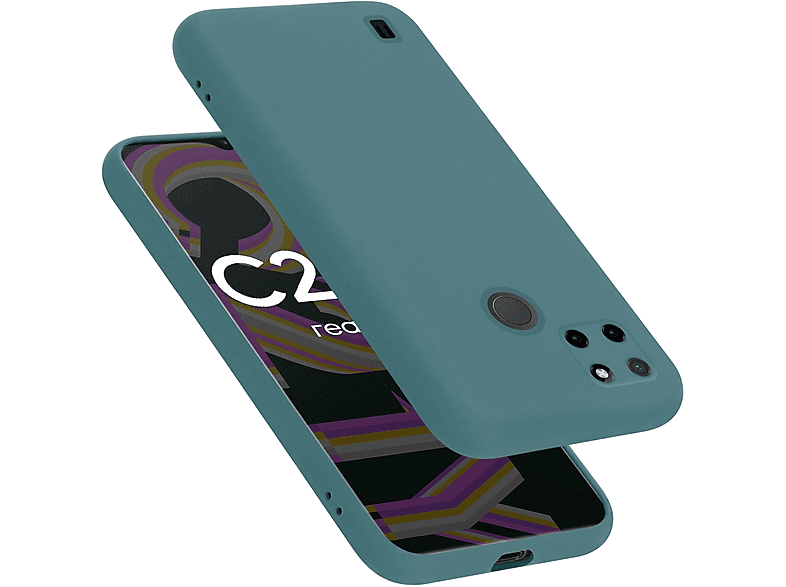 CADORABO Hülle im Liquid Silicone Case Style, Backcover, Realme, C21Y / C25Y, LIQUID GRÜN