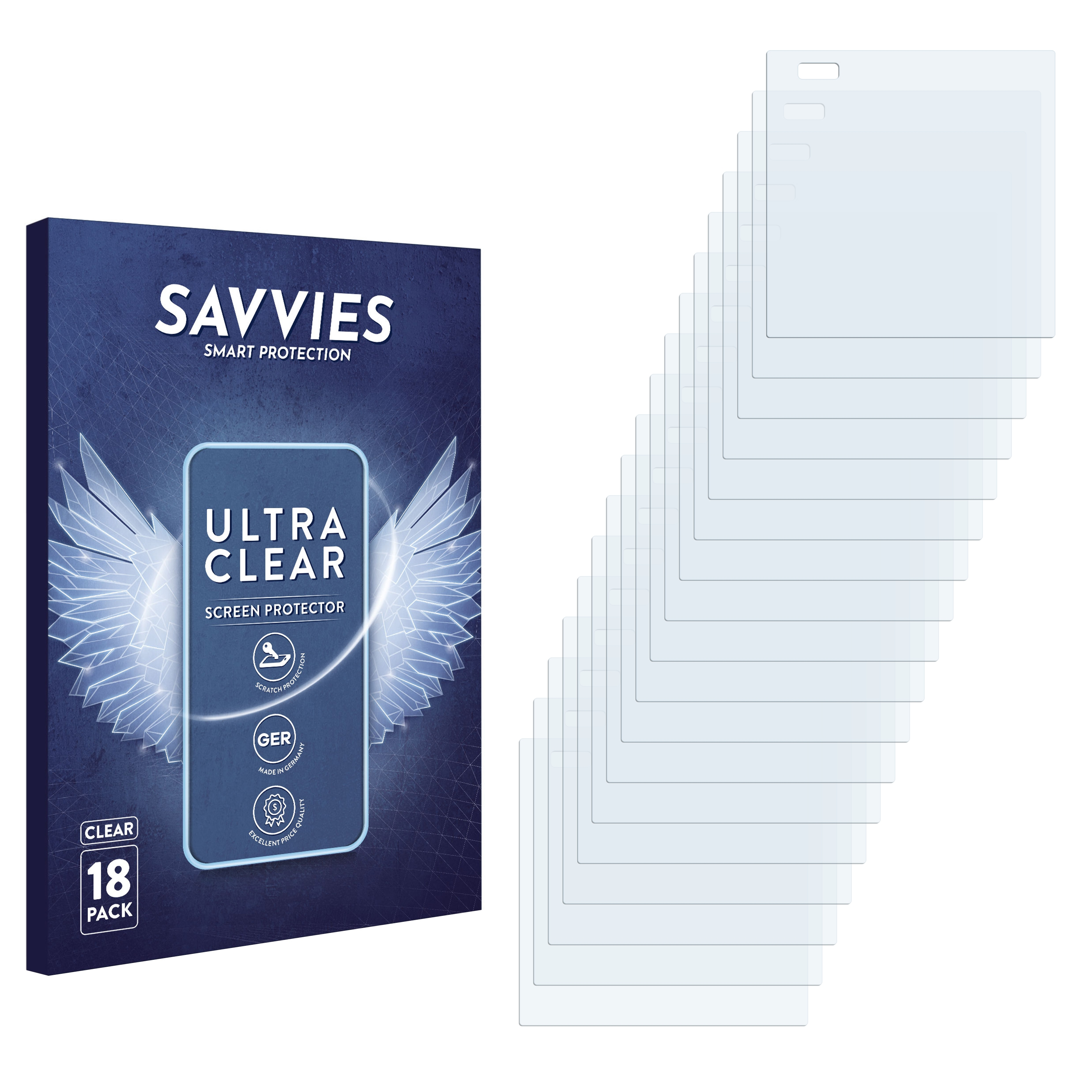 SAVVIES 18x klare Schutzfolie(für Wired plus Display (HmIPW-WGD-PL)) IP Glass - homematic