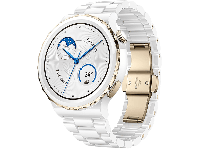 HUAWEI Watch GT3 Pro Smartwatch Keramik Fluoroelastomer Strap, 130-190 mm, gold