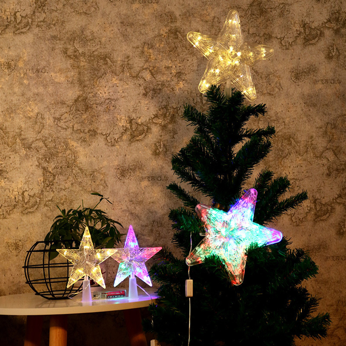 COZEVDNT LED Tree Lighted with Star Weiß Weihnachtsdeko, Christmas Tree Topper