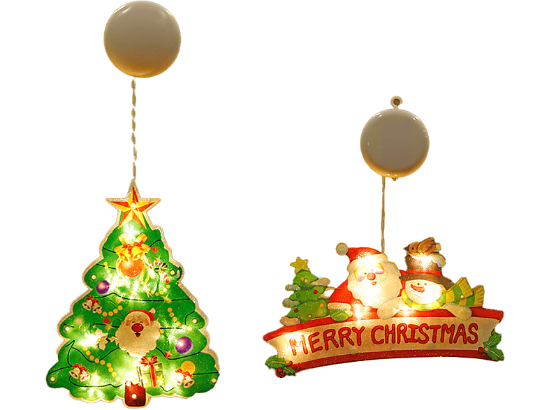 Klein COZEVDNT Weihnachtsfenster-Dekorationslichterkette - Weihnachtsdeko, Mehrfarbig