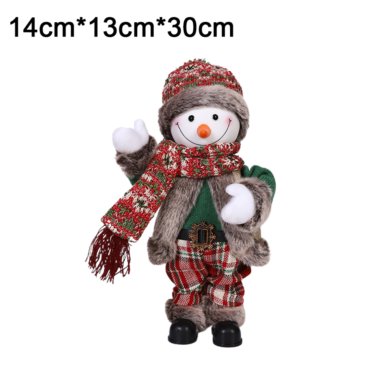 Schneemannfigur mit Hut, Schal, Mantel und Hose. Er lächelt und zeigt den Daumen hoch.
